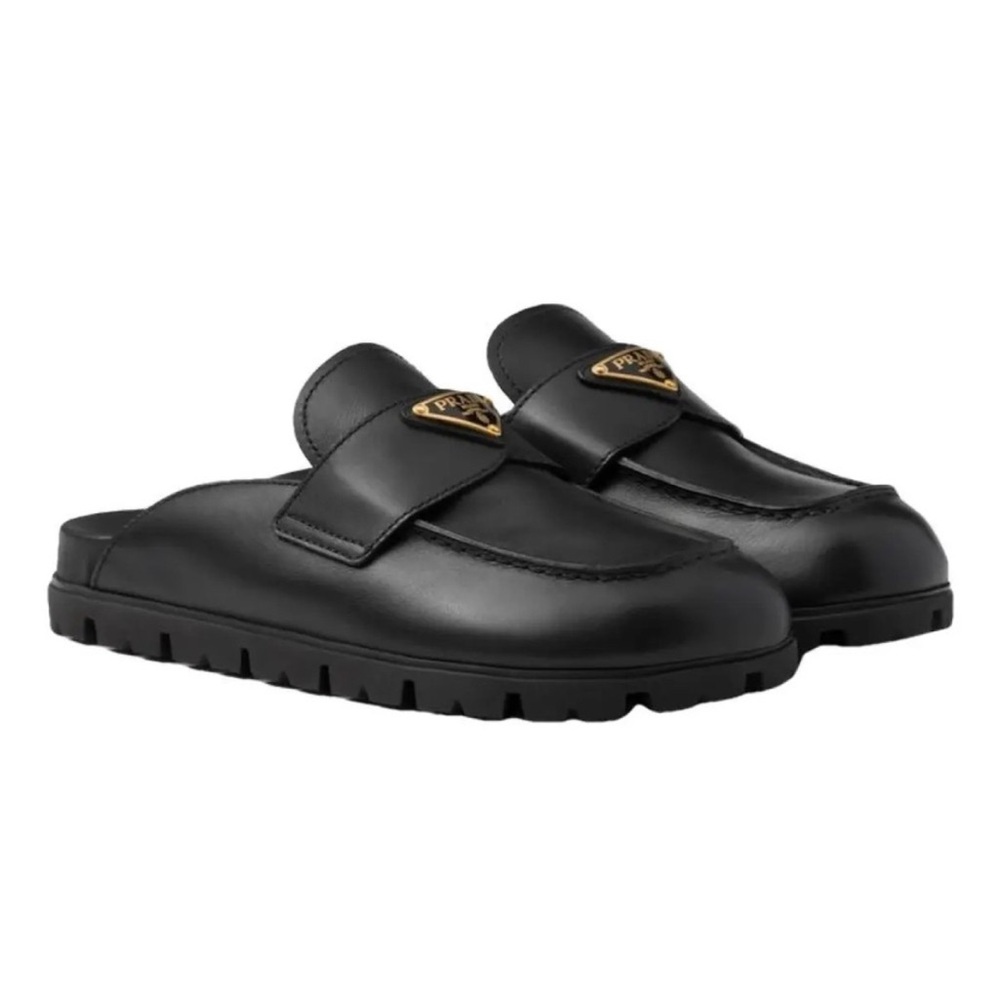 Prada Black and Gold Mules size 37